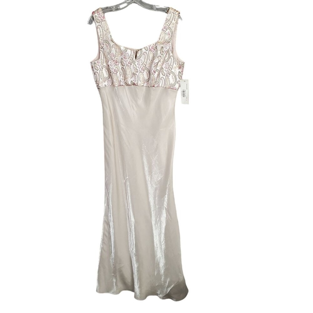 Patra Size L 14 Suit Slip Dress Brocade Jacket Formal Long Paisley Crystal Clasp - Picture 9 of 16